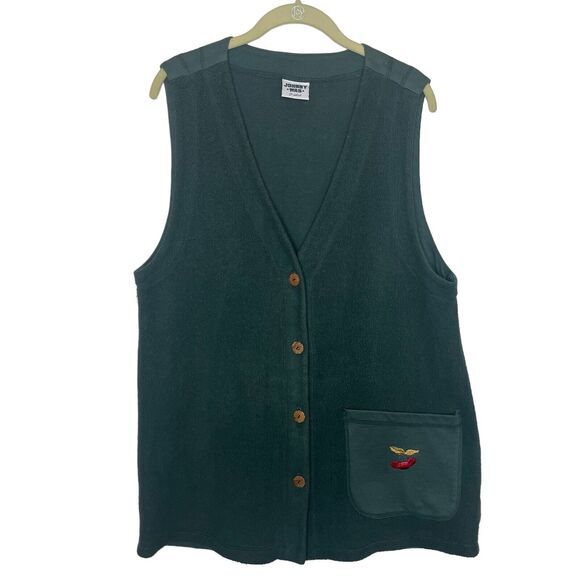 Johnny Was Fleece green women's vest with Cherries Size one size - Picture 1 of 5